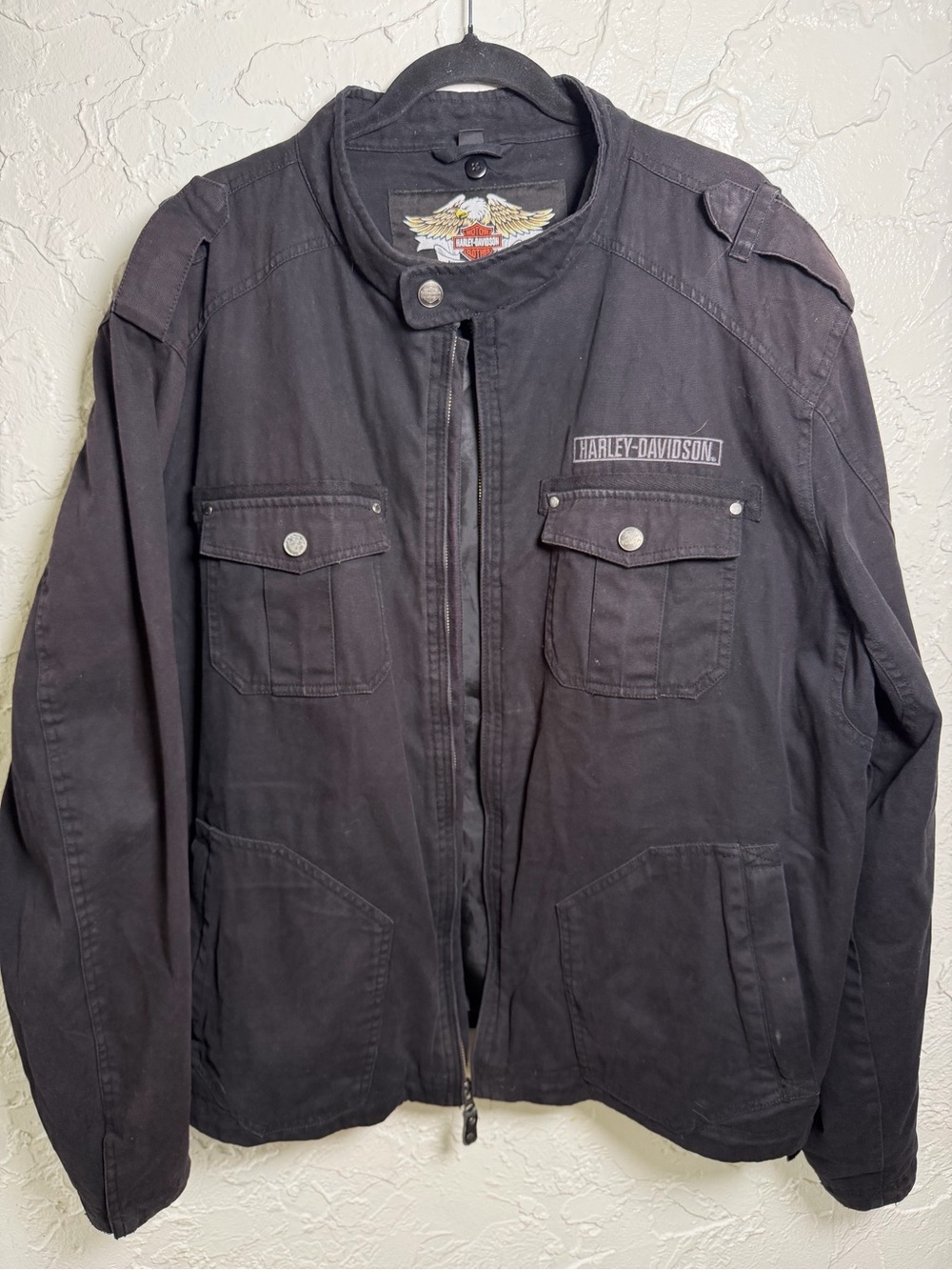 Harley-Davidson Black Military Field Jacket with Patch Detail 2XL